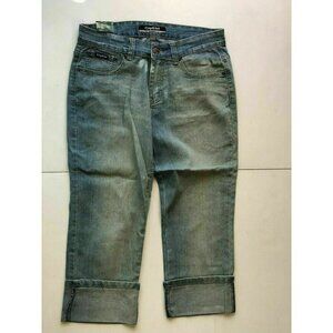 City Girl Juniors Light Blue Cotton Denim  Cuffed Denim Crop Jeans